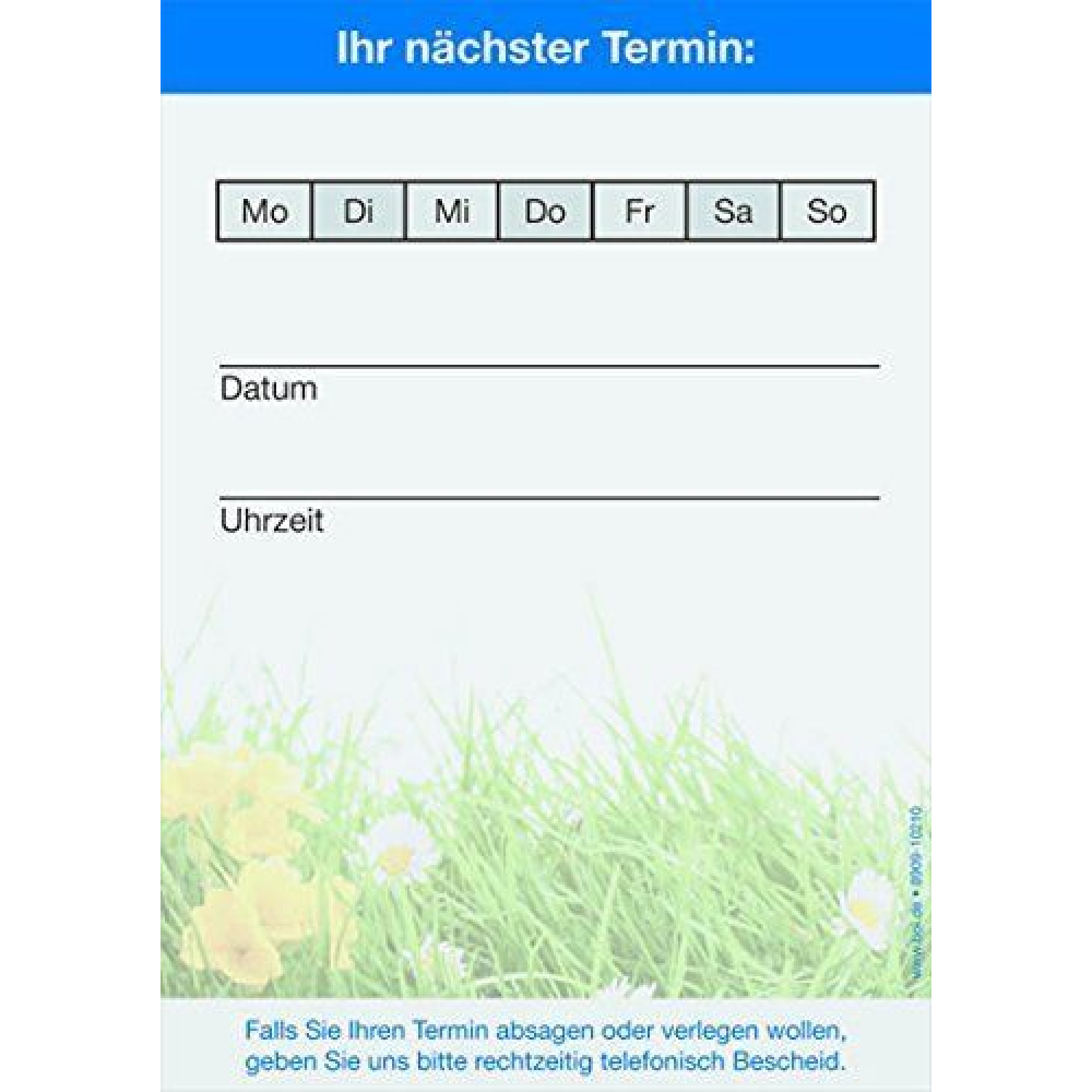 Terminzettel für einen Termin