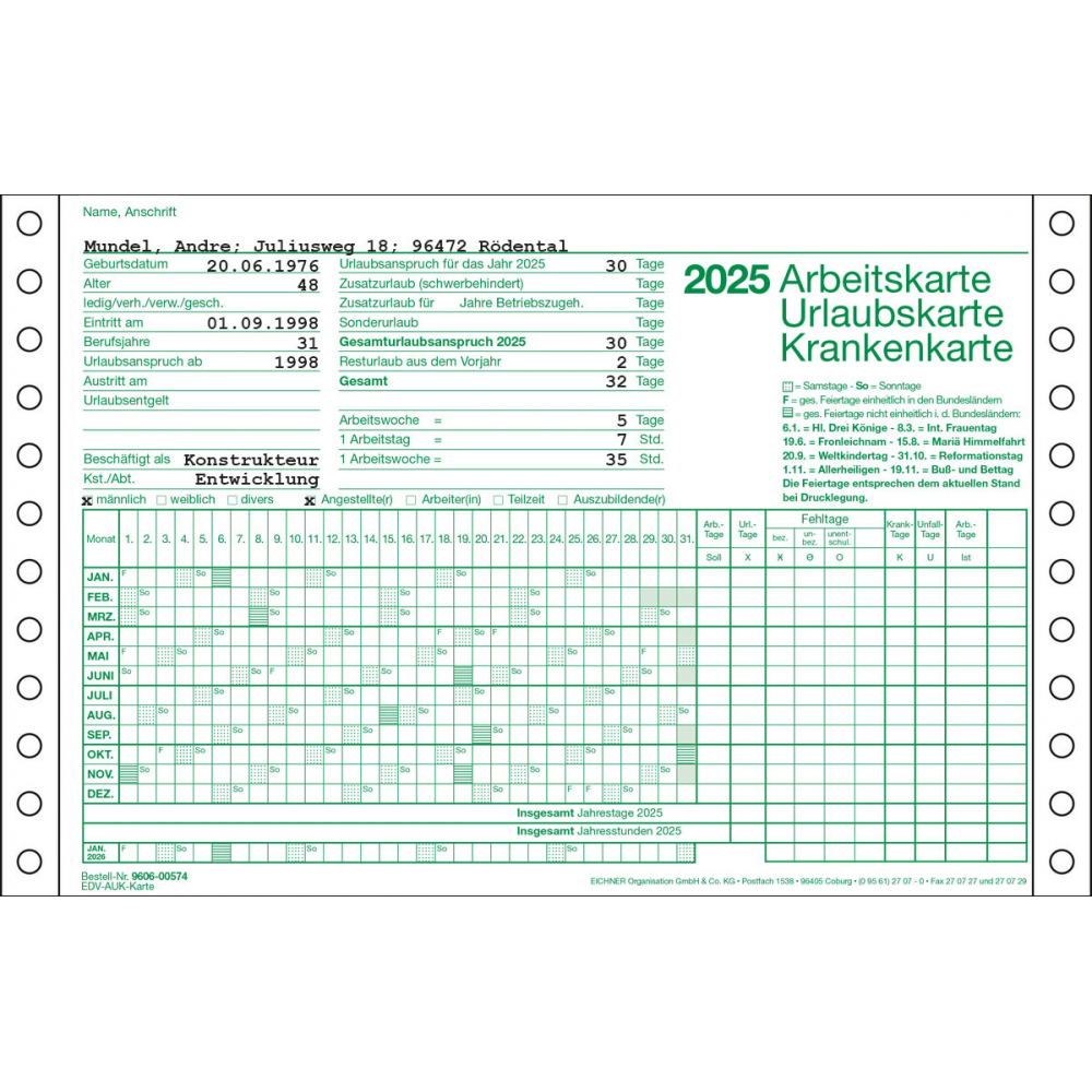 AUK-Karte für Drucker für 2025