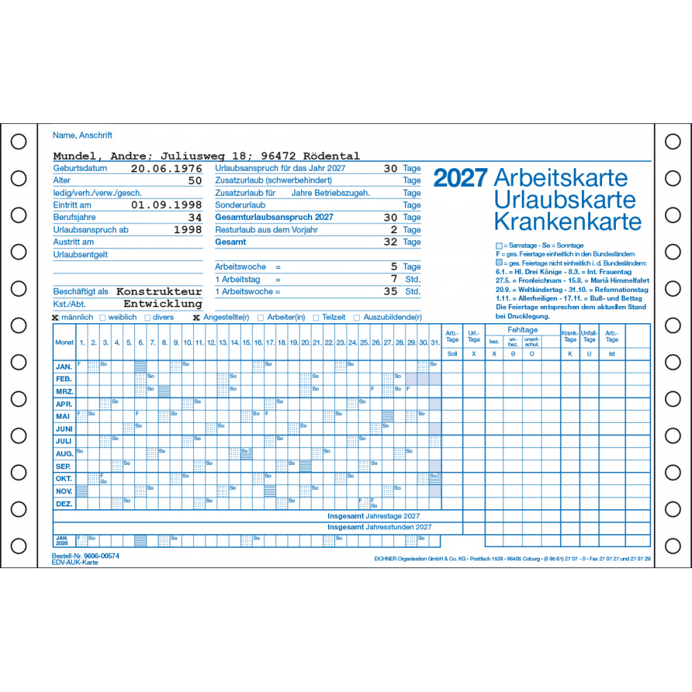 AUK-Karte für Drucker für 2027