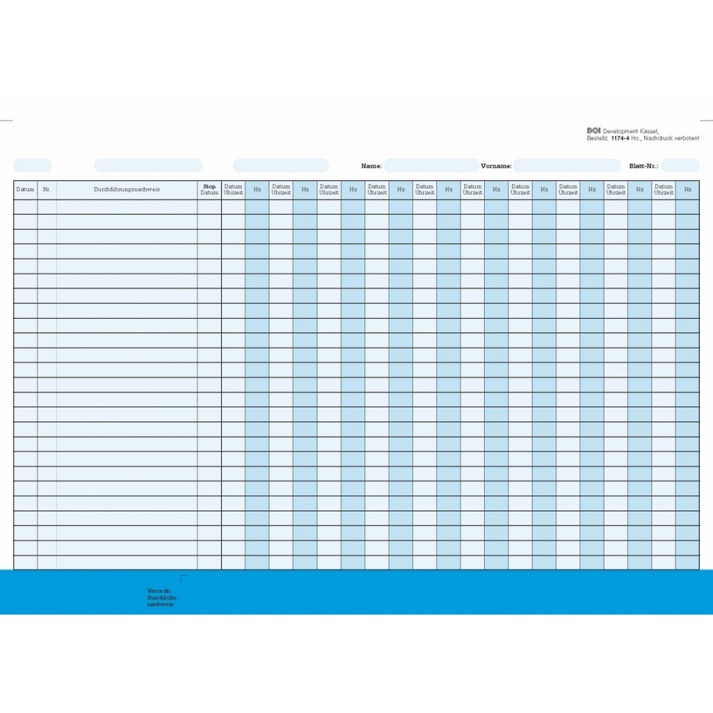 Formular Verordnungen, Durchführungsnachweis